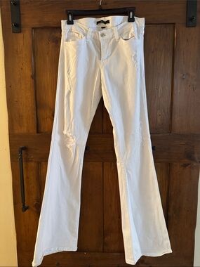 Flying Monkey White Distressed Flare Jeans